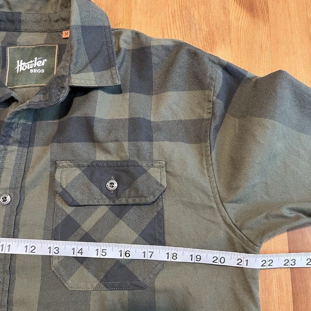 Howler Bros Harkers Flannel Men's Medium Green Plaid Long Sleeve Flap Pocket - Picture 10 of 12